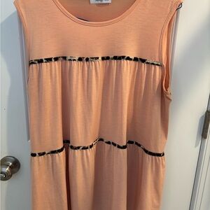 Peach Sleeveless tank with Black Accents